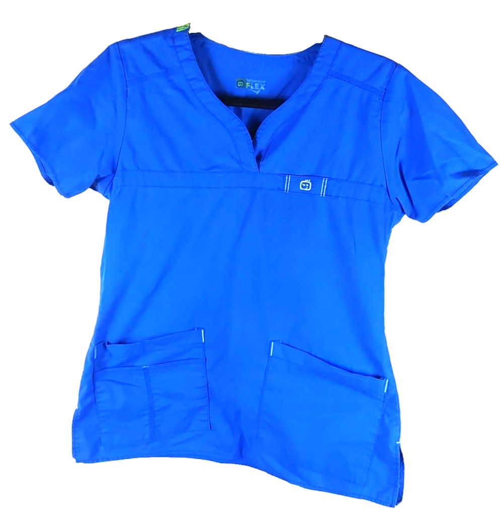Wonder Wink Flex Women's Scrub Top Size Small Blue Cotton Blend Medical